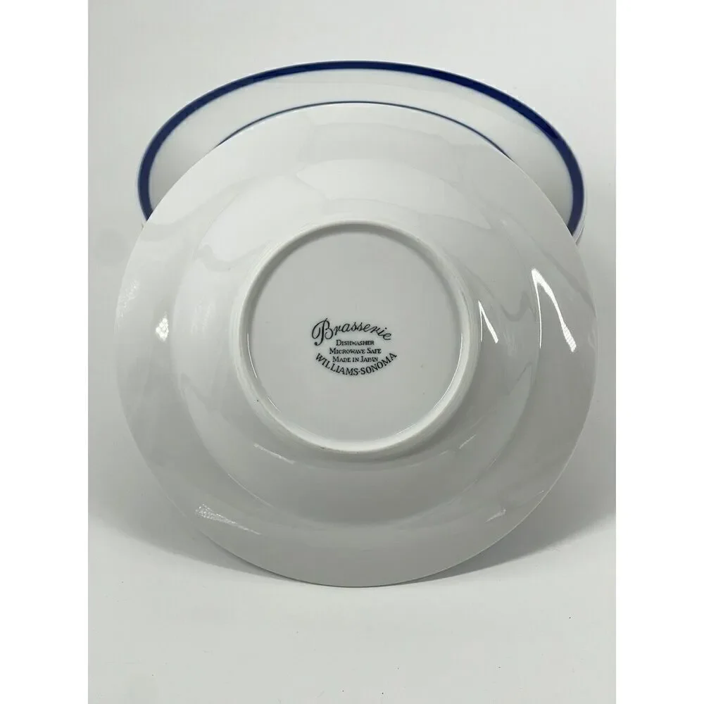 WILLIAMS SONOMA Brasserie White Blue Stripe Rimmed Soup Salad Pasta Bowl 9